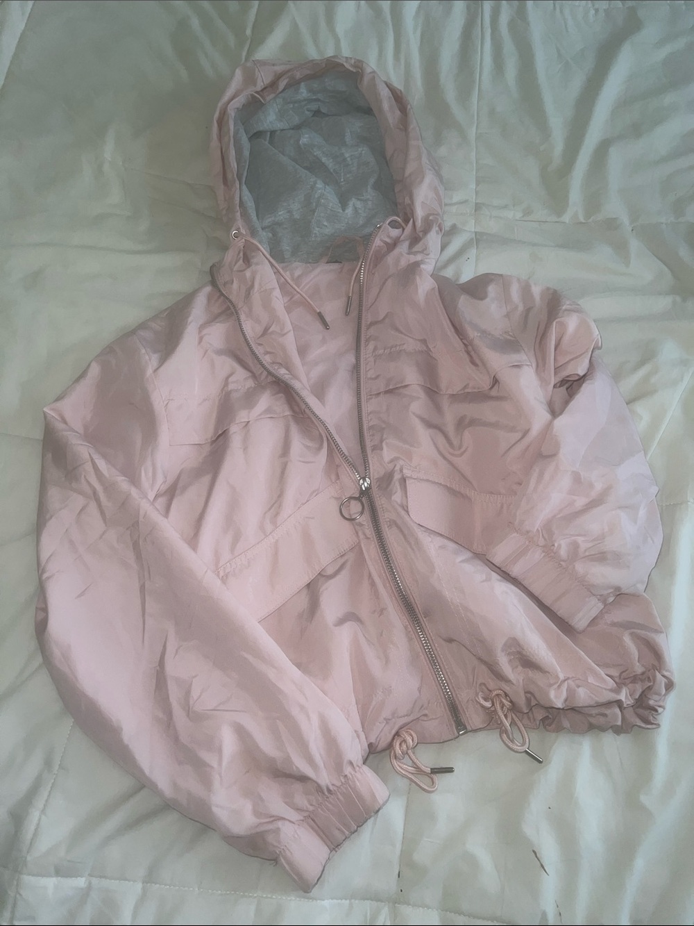 H&M Light Pink Hooded Bomber Jacket